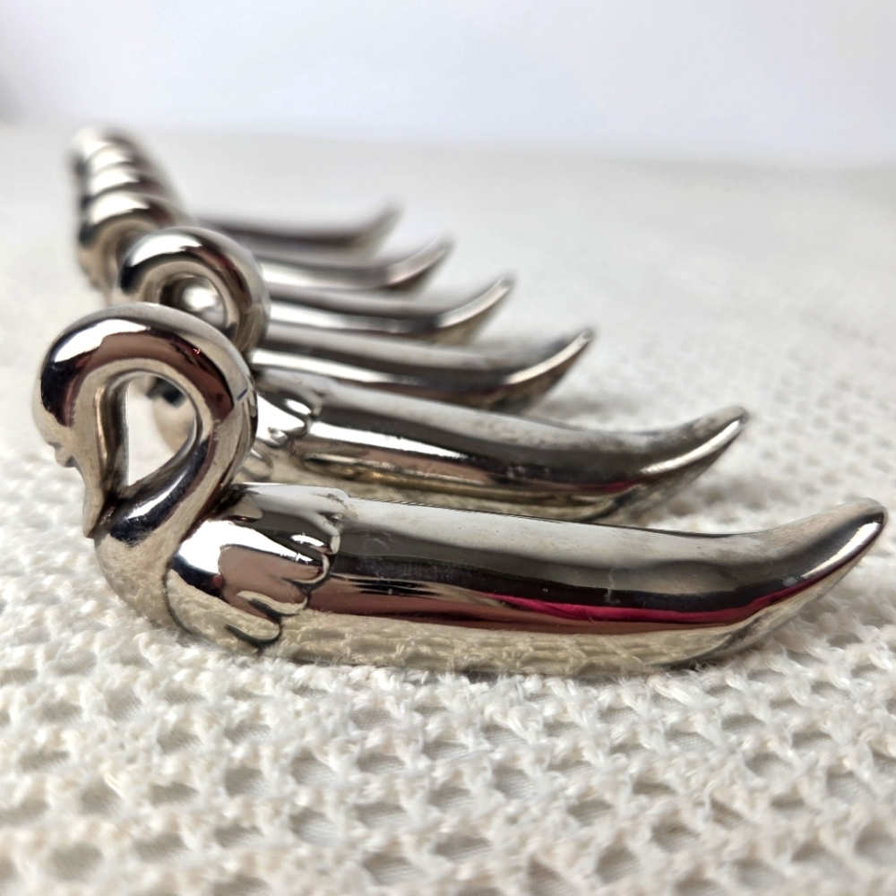 Silver Plated Swan Knife Rests Set of 6 Vintage